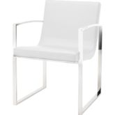 Clara Dining Chair in White w/ Stainless Steel Arms & Frame